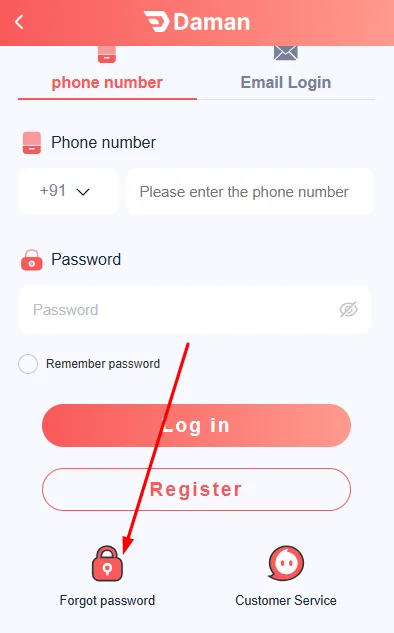 click forgot password button
